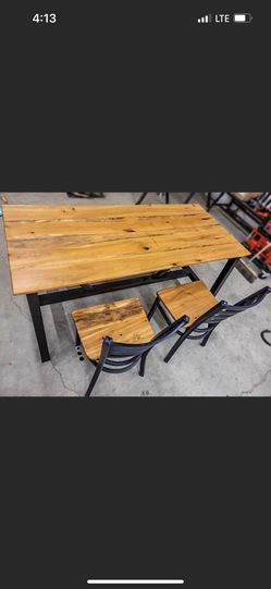 Spalted Beech Hardwood Table With Bench & Chairs 