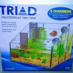 3.25 Gallons Triad Aqua terrarium Fish Tank Perfect For Bettas  Small Crustaceans Nano Fish And Shrimp Compliments Your Home 