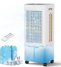Portable Air Cooler with 3 Fan Speeds, 4 Modes, 12H Timer, Ice Packs, 2.1Gal Water Tank, Evaporative Air Cooler New, Open Box, Missing Remote, Works