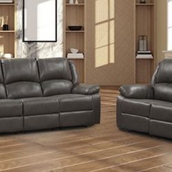 2PC Gray Leather Sofa & Loveseat 💥SPECIAL💥