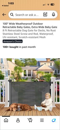 100" Extra Wide Retractable Outdoor Baby Gate