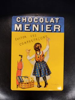 Chocolat Menier Tin Sign Vintage 8" x 6"