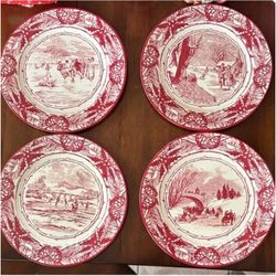 4 Restoration Hardware Tin Holiday Plates