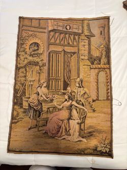 vintage machine-woven (Jacquard) French or Belgian tapestry