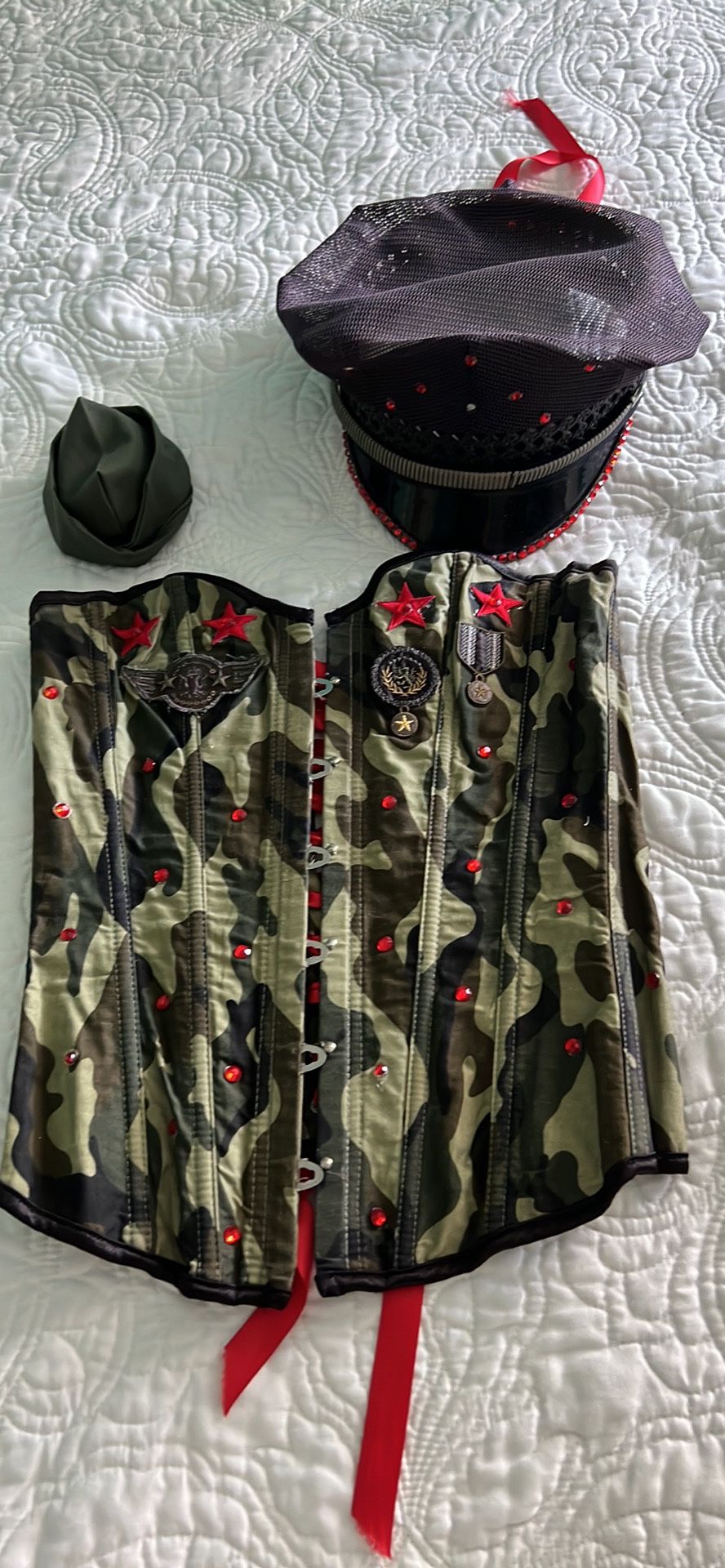 Army Camouflage Corset With Two Hats