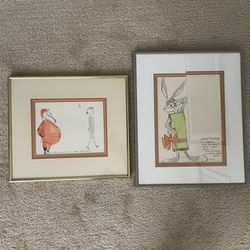 Chuck Jones Signed Original Drawings – Bugs Bunny & Santa (Warner Bros 1958 Provenance)