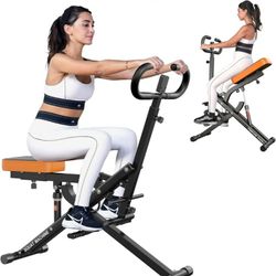 Squat Machine for Home Gym, Foldable Squat Assist Trainer for Glutes Workout, Squat Rowing Machine with Adjustable Resistance and Optional Full Motion