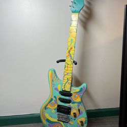Custom Painted Electric 6 String Guitar Abstract Hand Painted Not Stringed 