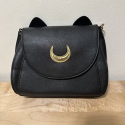 Sailor Moon Luna Cat Ears Black Crossbody Purse Chain Bag Crescent Anime Cosplay