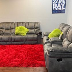 GRAY BARCELONNA 2 PIECE SETS ! LOVESEAT AND SOFA SETS! 