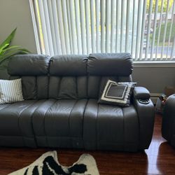 Dark Gray 4 Seater Leather Couches 800 OBO. Need To Go Asap!