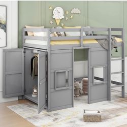 Kids Loft Bed W/Closet