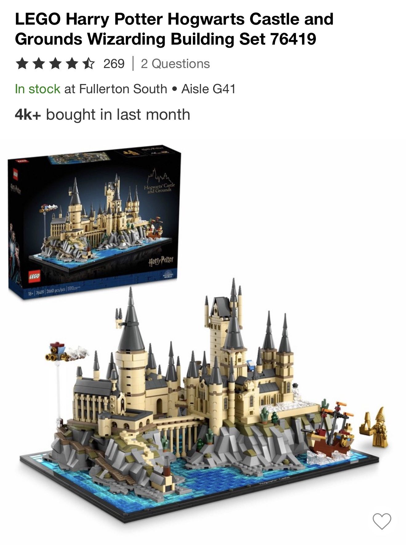 LEGO Harry Potter Hogwarts Castle and Grounds Wizarding Building Set 76419 Sealed