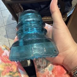 Vintage Hemingray Aqua Glass Insulator Embossed Telegraph Power Line CD 154