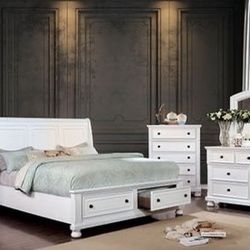 Brand New 4 Piece White Wood Bedroom Set