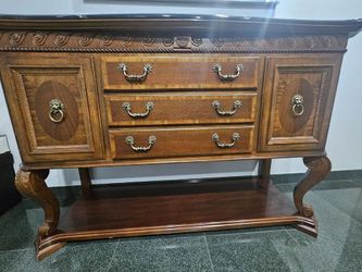 Antique Traditional style buffet sideboard with black marble top
