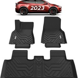 Tesla Model Y Floor Mats 2024 2023-2020, Model Y All Weather Mats Custom Fit
