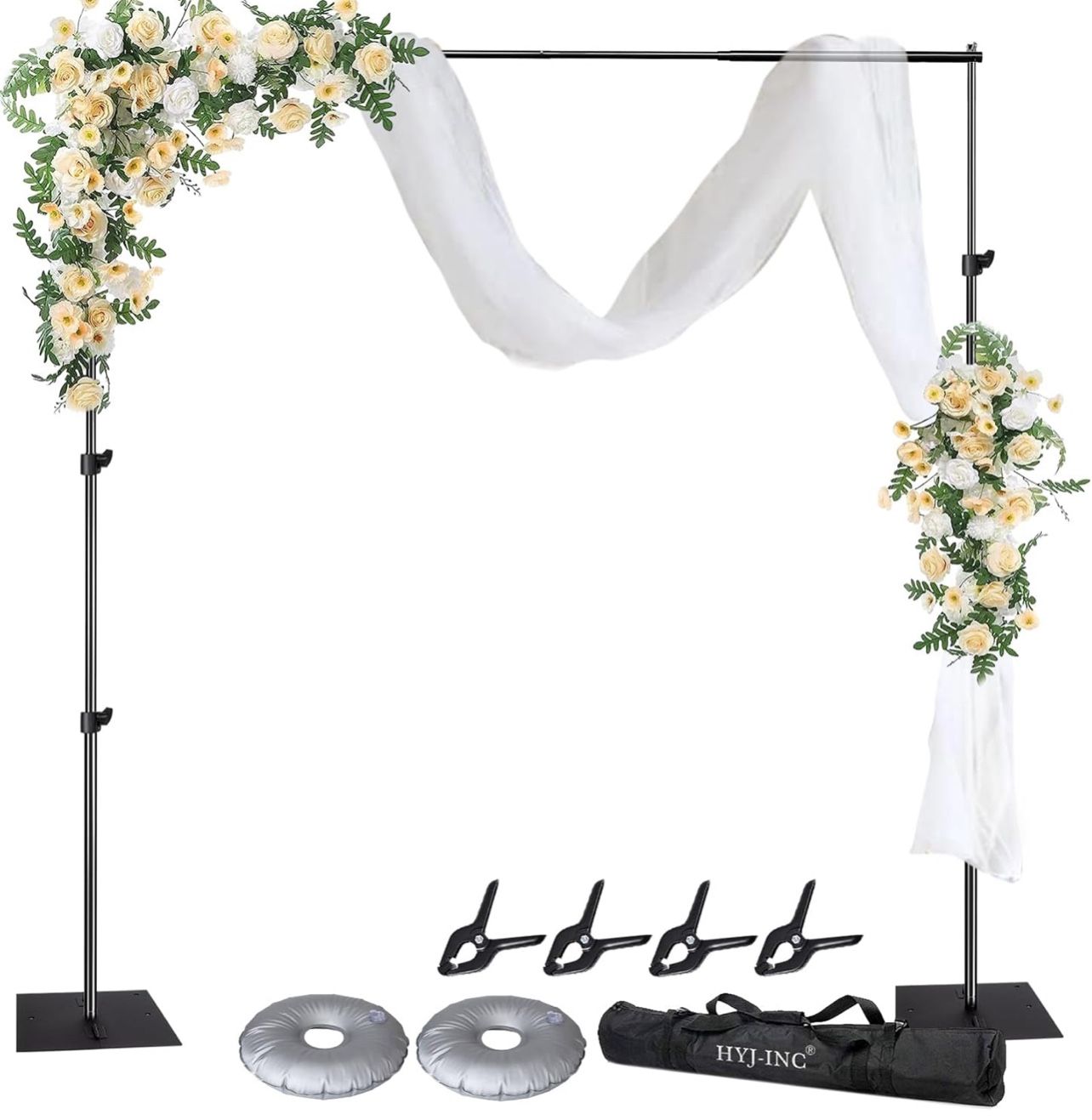 Pipe and Drape Photography Backdrop Stand Kit Adjustable Photo Background Stand 10ft x 8.5ft with Metal Base for Parties Weddings Birthday Party Event