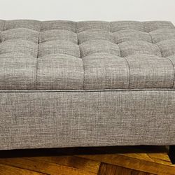 Stylish Gray Ottoman with Storage - Excellent Condition