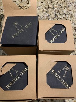 New 4 boxes black paper napkins w/gold champagne glasses and saying on each(100 PCs each box)