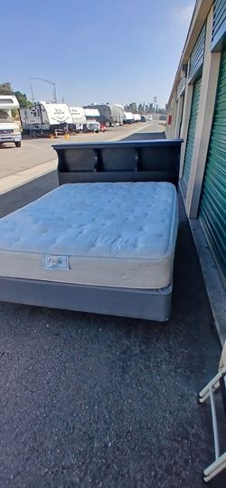 QUEEN BED FRAME WITH BOX AND MATTRESS