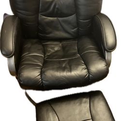 leather recliner chair with ottoman 2pcs