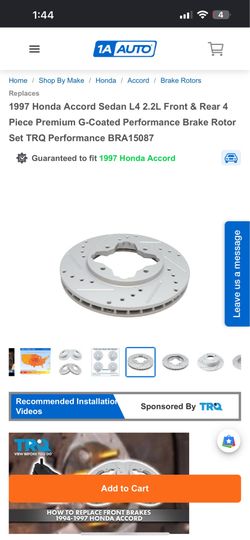Front Rotors for Honda accord 1990-97