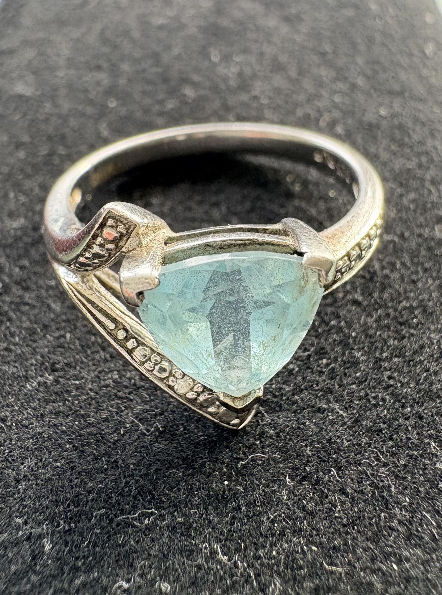Sterling Silver Topaz Diamond Ring - Size 7