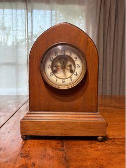 19th Century Woodbury Cathedral Mantle Clock Antique