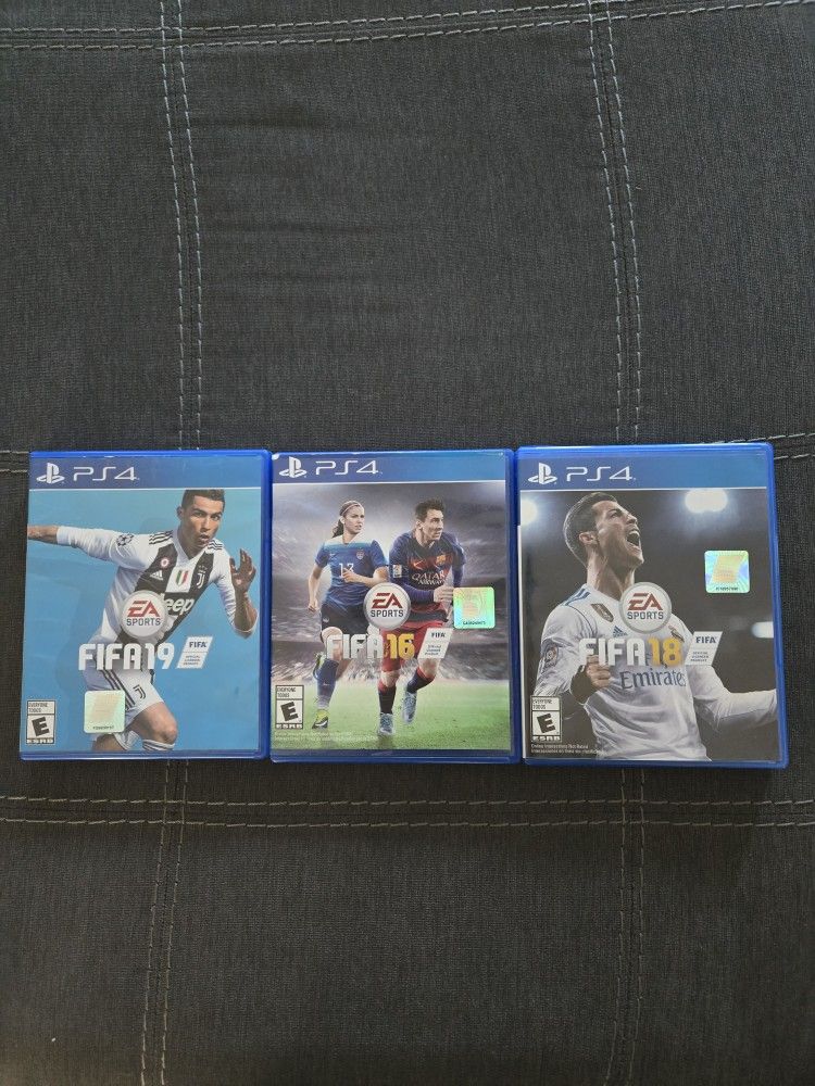EASPORTS FIFA 16, FIFA 18, and FIFA 19 PS4 versions