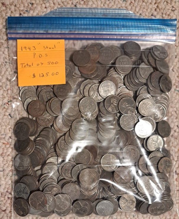 Wheat Pennys 'Steel' Total of 500