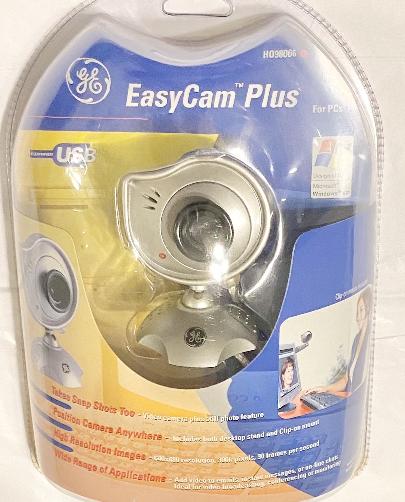 Vintage GE HO98063 Easy Cam Plus Web Cam For PC Microsoft Windows XP USB HD $35 OBO