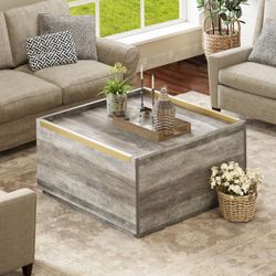 Farmhouse Square Coffee Table With Storage 