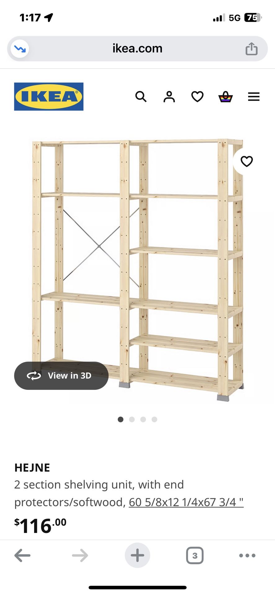 IKEA Hejne 4 Bay Shelving