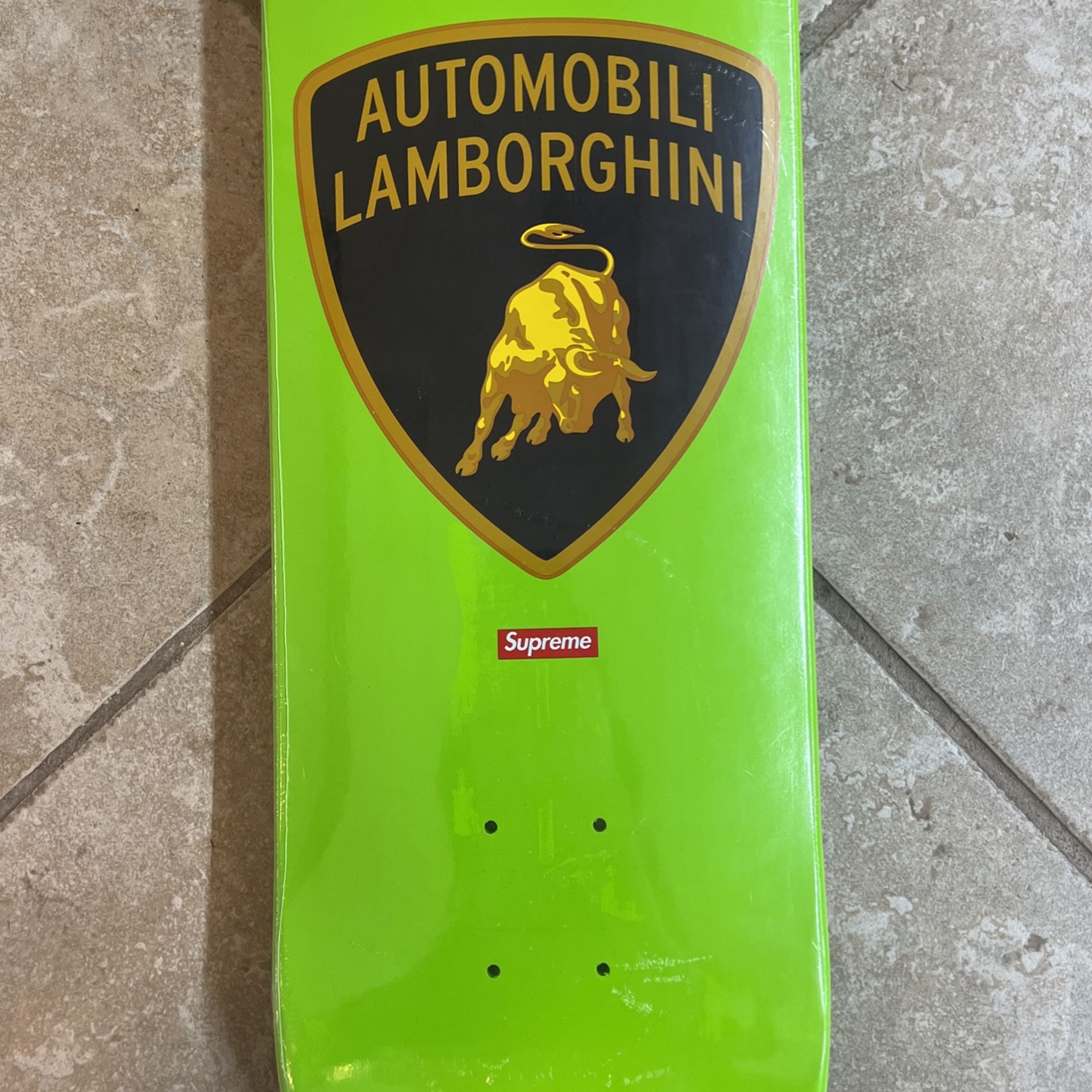 Supreme Green Lamborghini Skateboard Deck - Mint Condition, Rare 
