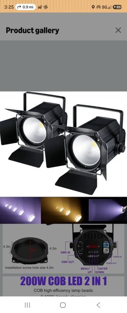 Brand new ✅️ COB Stage Lights with Barn Doors, COB Par Light 200W LED 3500~7500K Warm White & White, Dppp9pm pMX512 Master-Slavep Sound DJ Lighting Sp