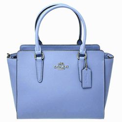 Coach Leah Designer Periwinkle Blue Leather Detachable Strap Satchel/Top Handle Bag Purse