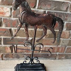 Bronze Color Metal Horse Figure Home Décor Art Turning North South 21" H x 13" W