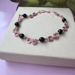 Copper Bracelet With Black Onyx 