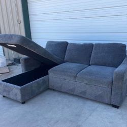 FABRIC SLEEPER SOFA WITH REVERSIBLE CHAISE 