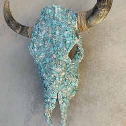 Turquoise Mosaic Cow Skull 