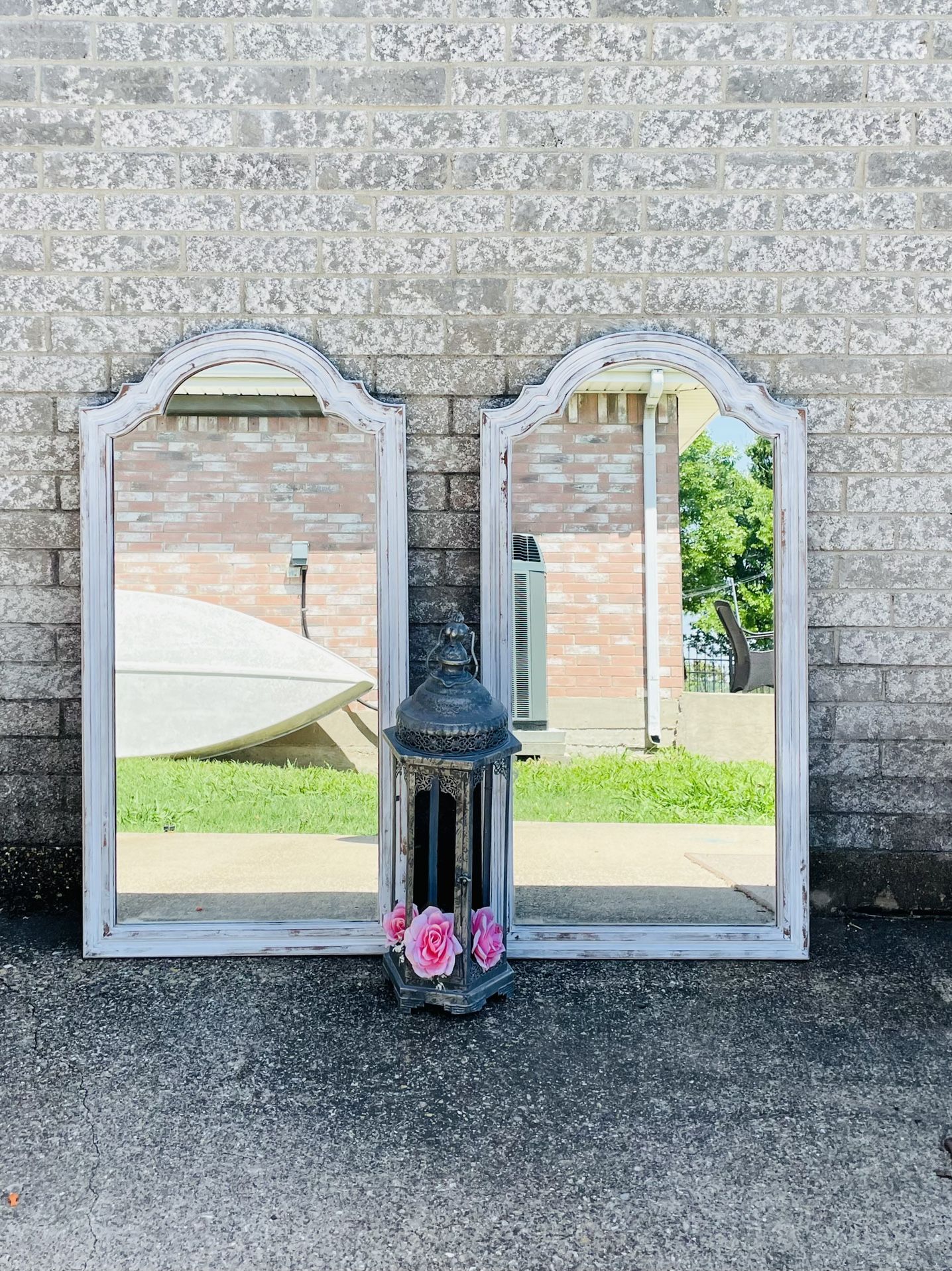 Vintage Twin Wood Framed Mirrors