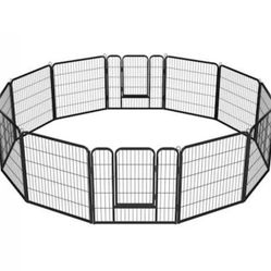 Black 12 Panels Metal Dog Playpen, 0.59" L X 32" W X 32" H