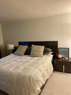 Black King Bed Frame, 2 Nightstands & Chest — Sold Separately or as Set