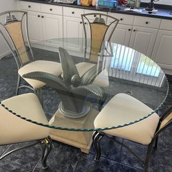Glass  Kitchen Table with 4 Chairs 