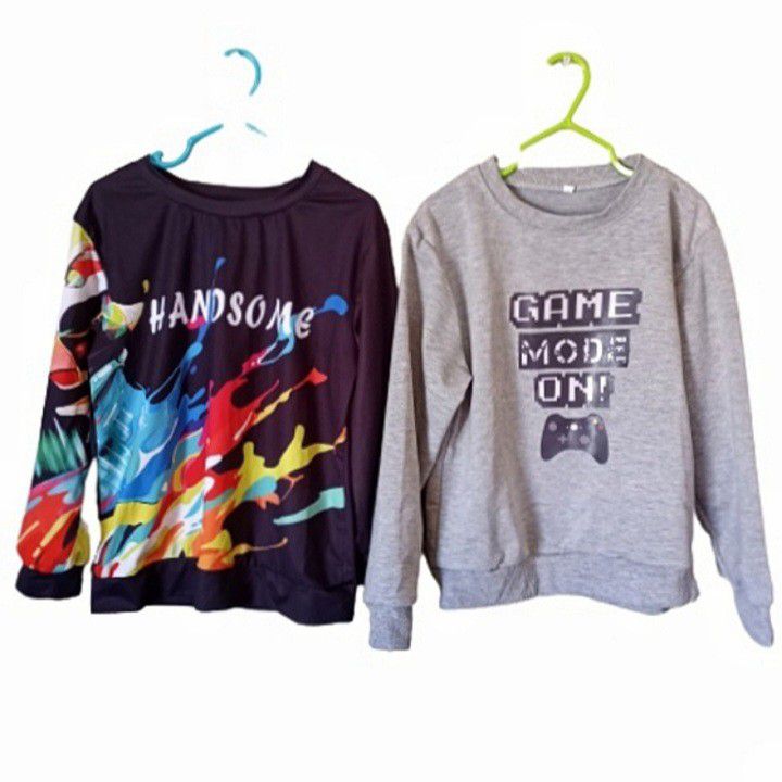 Shein boy's black Multicolor handsome Sweatshirt and game mode on Gray sweatshirt size 5T new