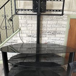 Black Glass TV Stand. Like New