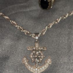 925 Mex Silver Chain With Diamonds And 925 Mex Ring With Onyx Stones 