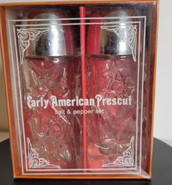 Vintage Anchor Hocking "Early American Prescut" Salt & Pepper Set – New in Box
