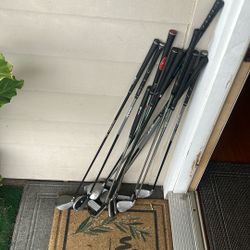 Golf clubs, bunch of different types